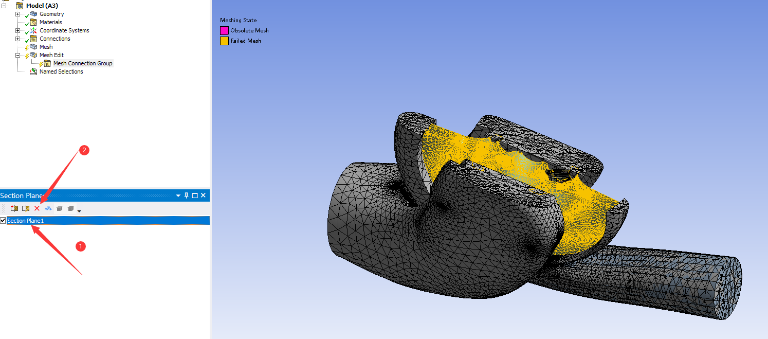 Ansys mesh中怎么创建切面查看网格